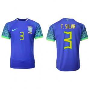Brasilien Thiago Silva #3 Bortatröja VM 2022 Kortärmad